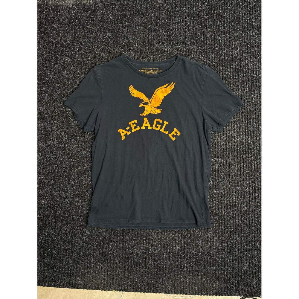 American Eagle Mens XL Graphic T-Shirt Black Orange Eagle Athletic Fit Cotton